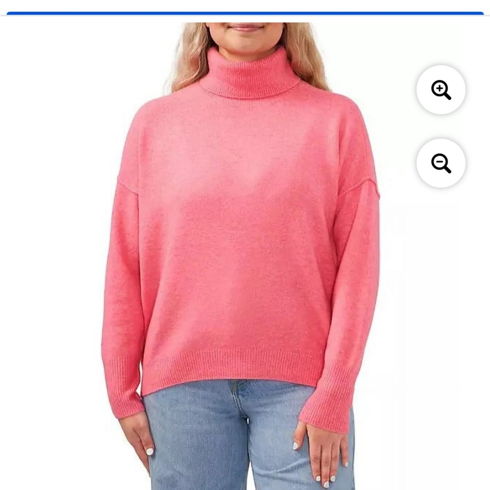 $19 sale Vince Camuto 💋Pink Turtleneck Sweater Soft Relaxed Fit M